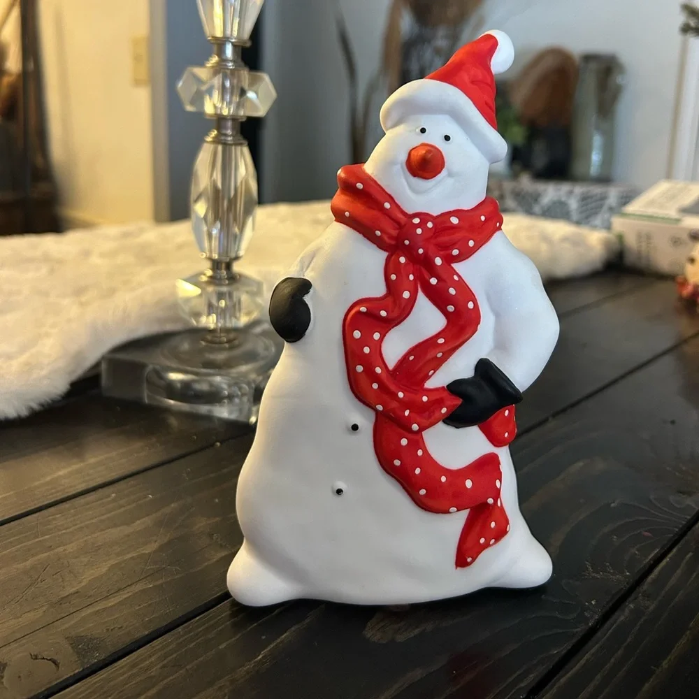 50%offw❤️ Department 56 SNOWMAN Polka Dot Scarf Top Hat Shelf Decor Flat 8